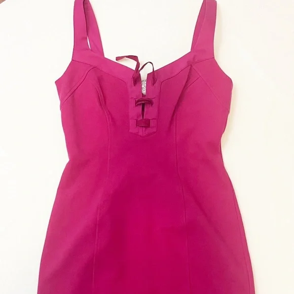 diane von furstenberg fusia pink dress lace front size 6